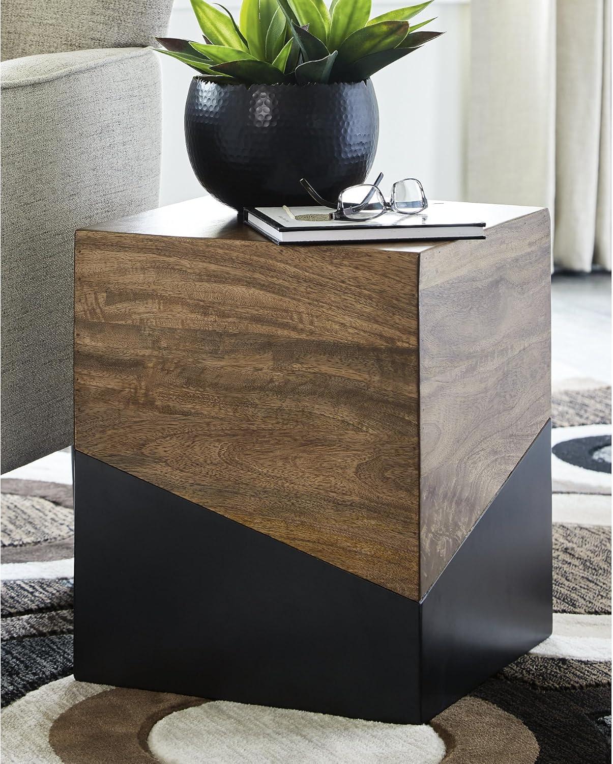 imageSignature Design by Ashley Trailbend Eclectic Accent End Table Brown ampamp Gunmetal