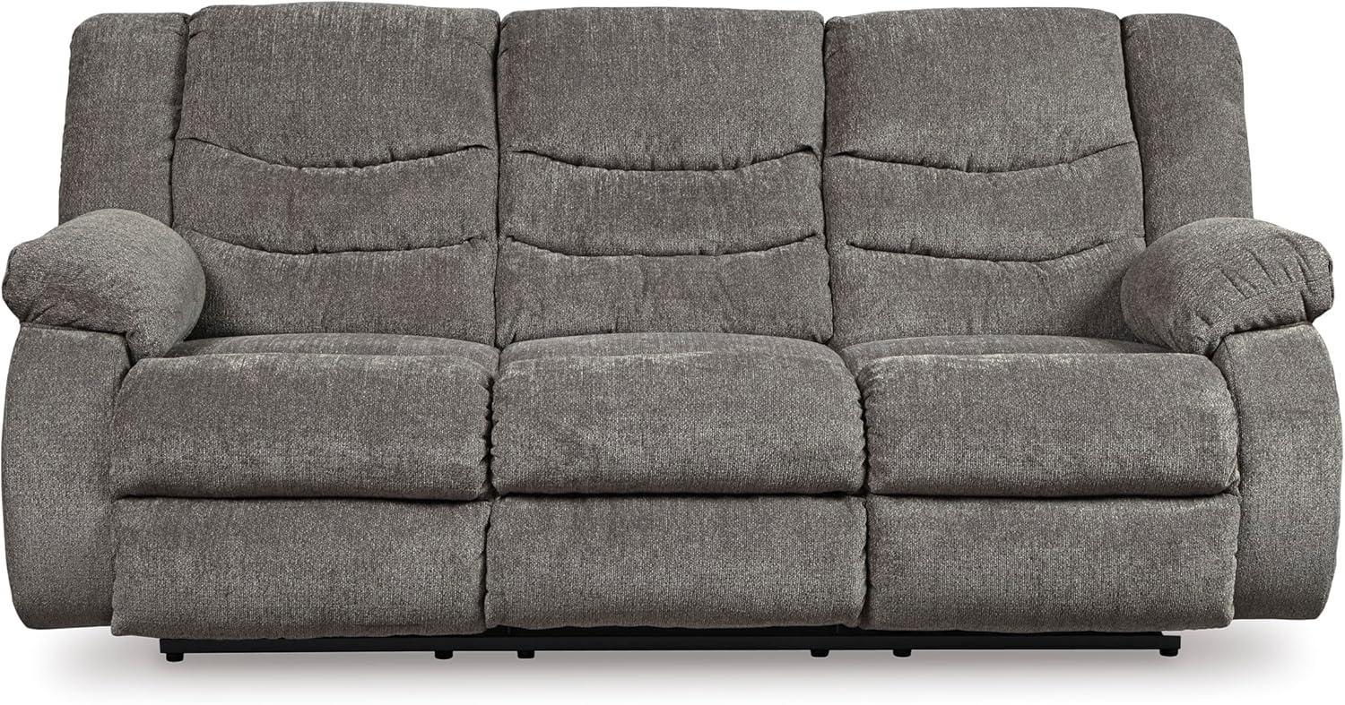 imageSignature Design by Ashley Tulen Modern Manual Pull Tab Reclining Loveseat Dark GrayDark Gray