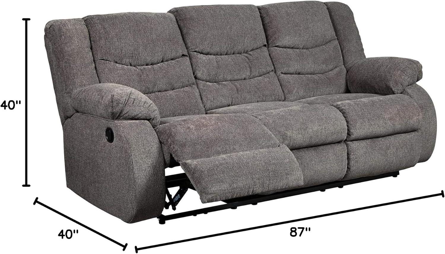 imageSignature Design by Ashley Tulen Modern Manual Pull Tab Reclining Loveseat Dark GrayDark Gray