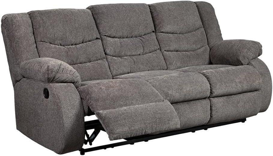 imageSignature Design by Ashley Tulen Modern Manual Pull Tab Reclining Loveseat Dark GrayDark Gray