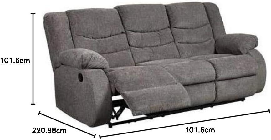 imageSignature Design by Ashley Tulen Modern Manual Pull Tab Reclining Loveseat Dark GrayDark Gray