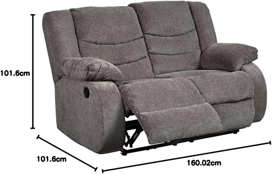 imageSignature Design by Ashley Tulen Modern Manual Pull Tab Reclining Loveseat Dark GrayDark Gray