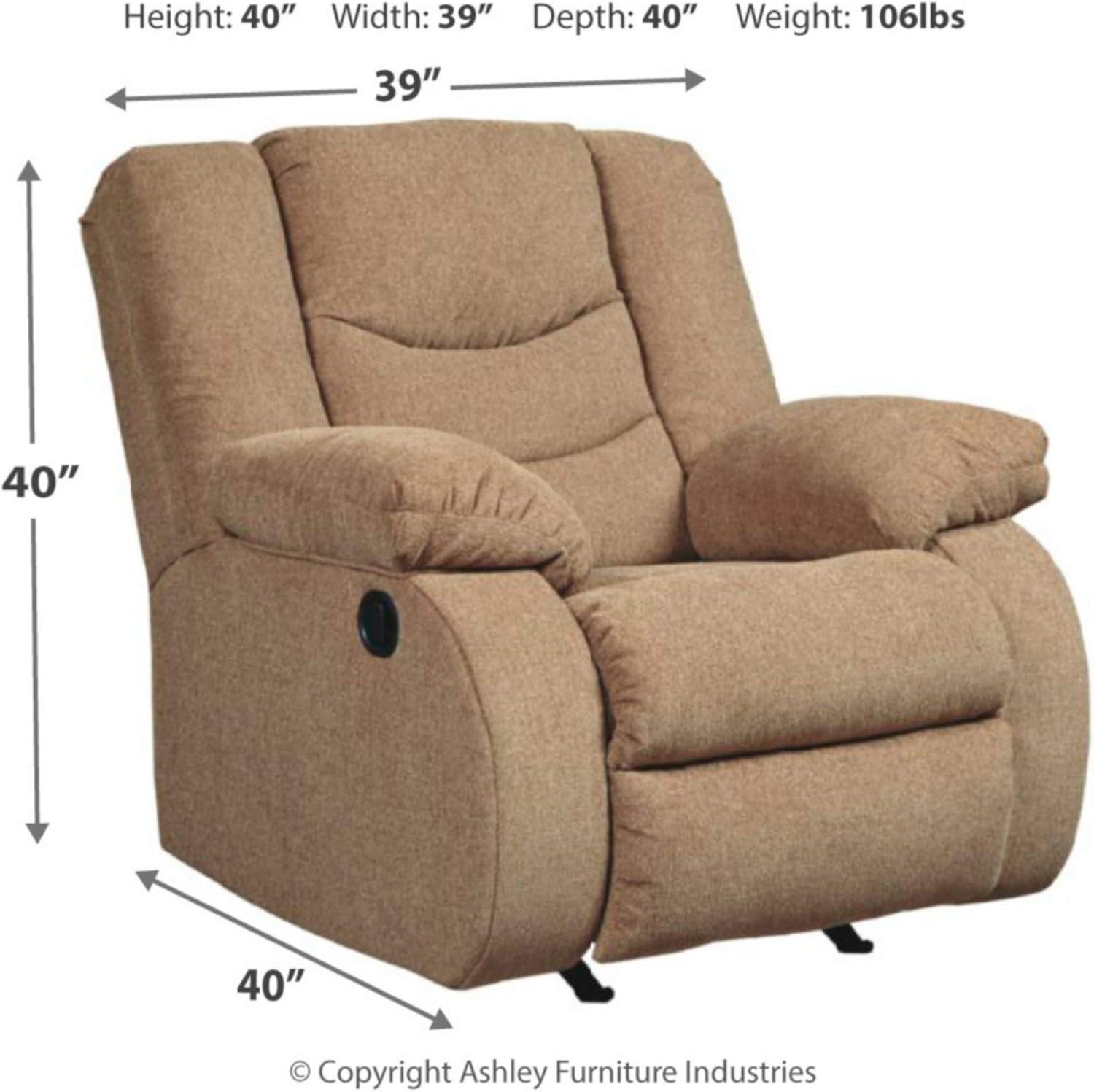 imageSignature Design by Ashley Tulen Modern Manual Pull Tab Reclining Loveseat Dark GrayLight Brown