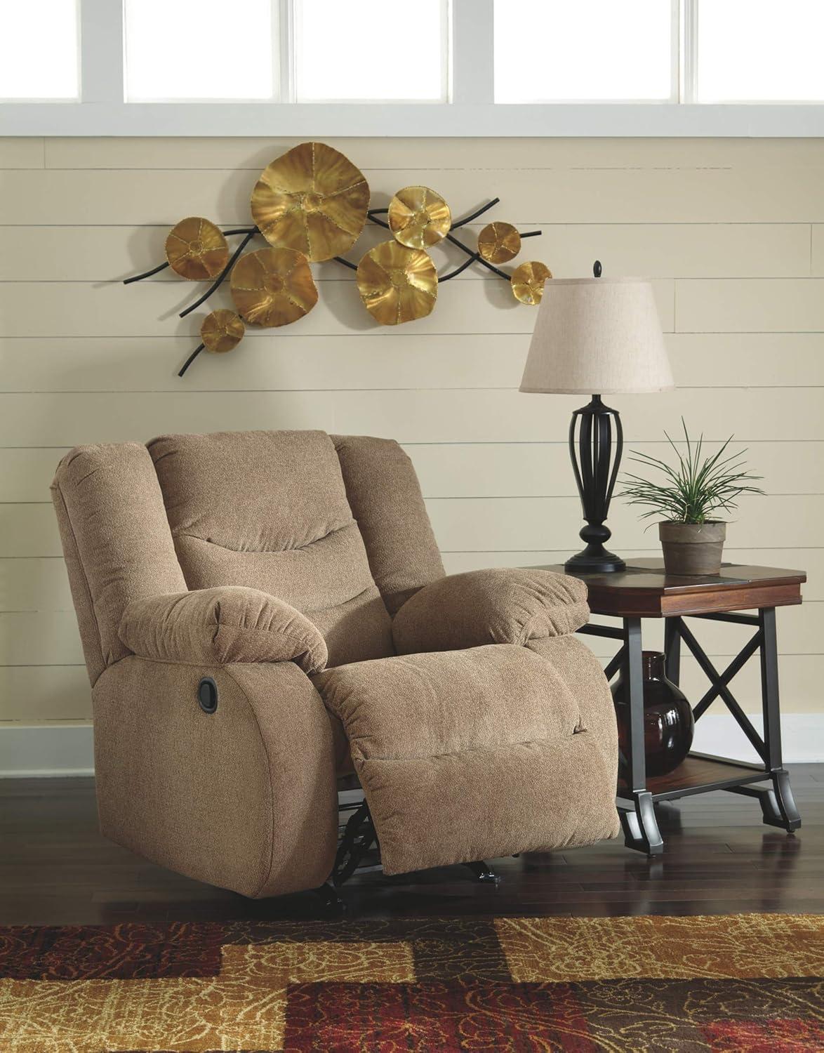 imageSignature Design by Ashley Tulen Modern Manual Pull Tab Reclining Loveseat Dark GrayLight Brown