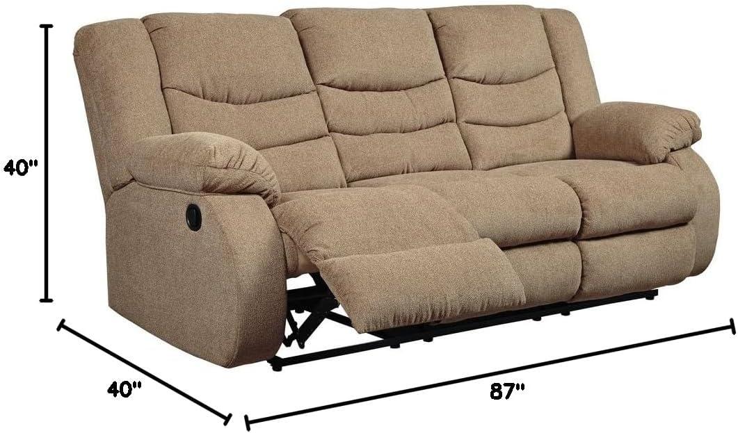 imageSignature Design by Ashley Tulen Modern Manual Pull Tab Reclining Loveseat Dark GrayLight Brown