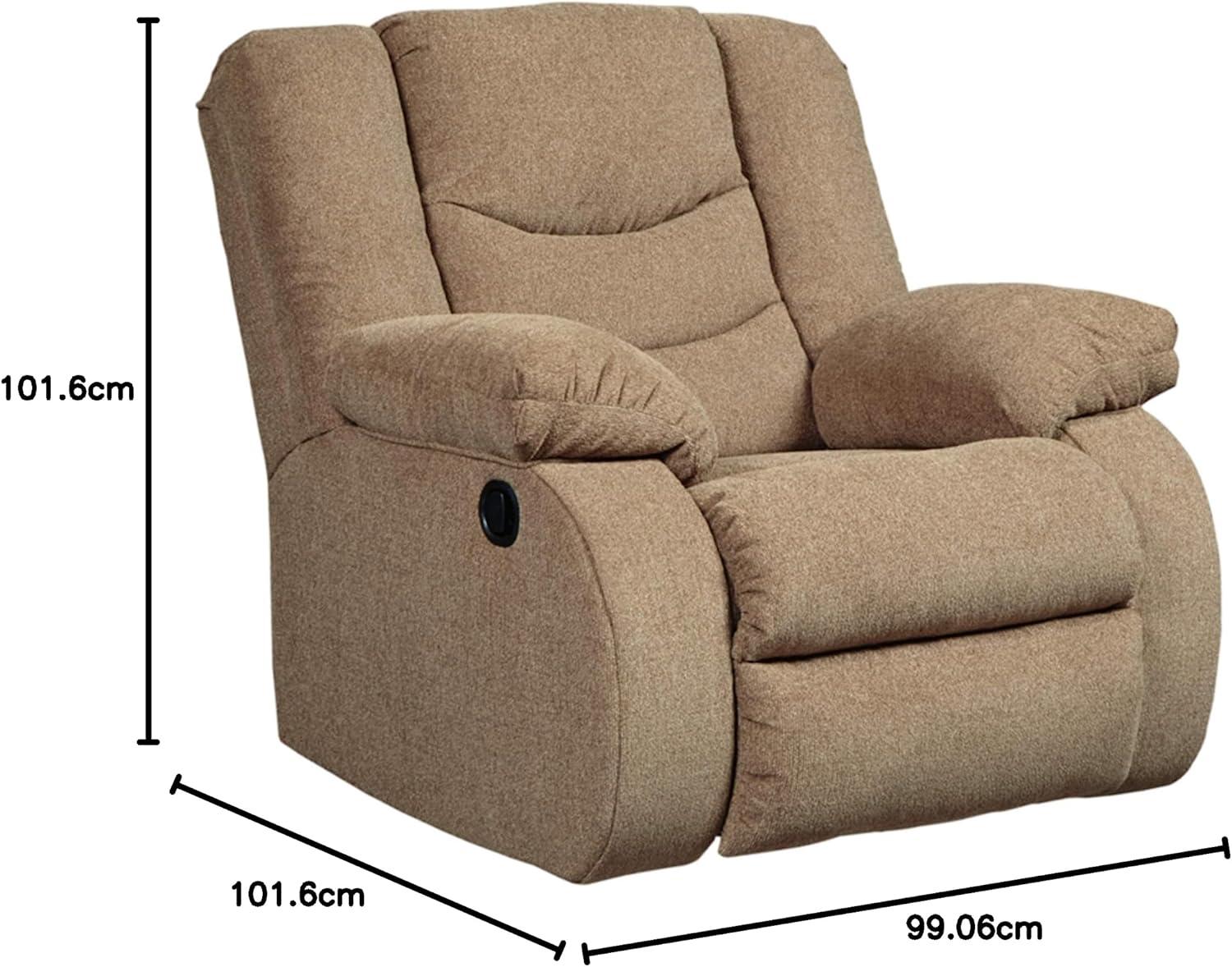 imageSignature Design by Ashley Tulen Modern Manual Pull Tab Reclining Loveseat Dark GrayLight Brown