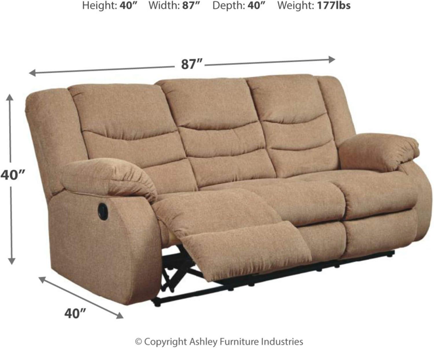 imageSignature Design by Ashley Tulen Modern Manual Pull Tab Reclining Loveseat Dark GrayLight Brown