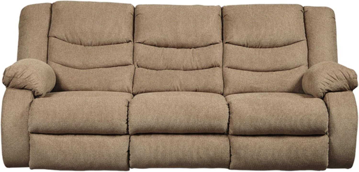 imageSignature Design by Ashley Tulen Modern Manual Pull Tab Reclining Loveseat Dark GrayLight Brown