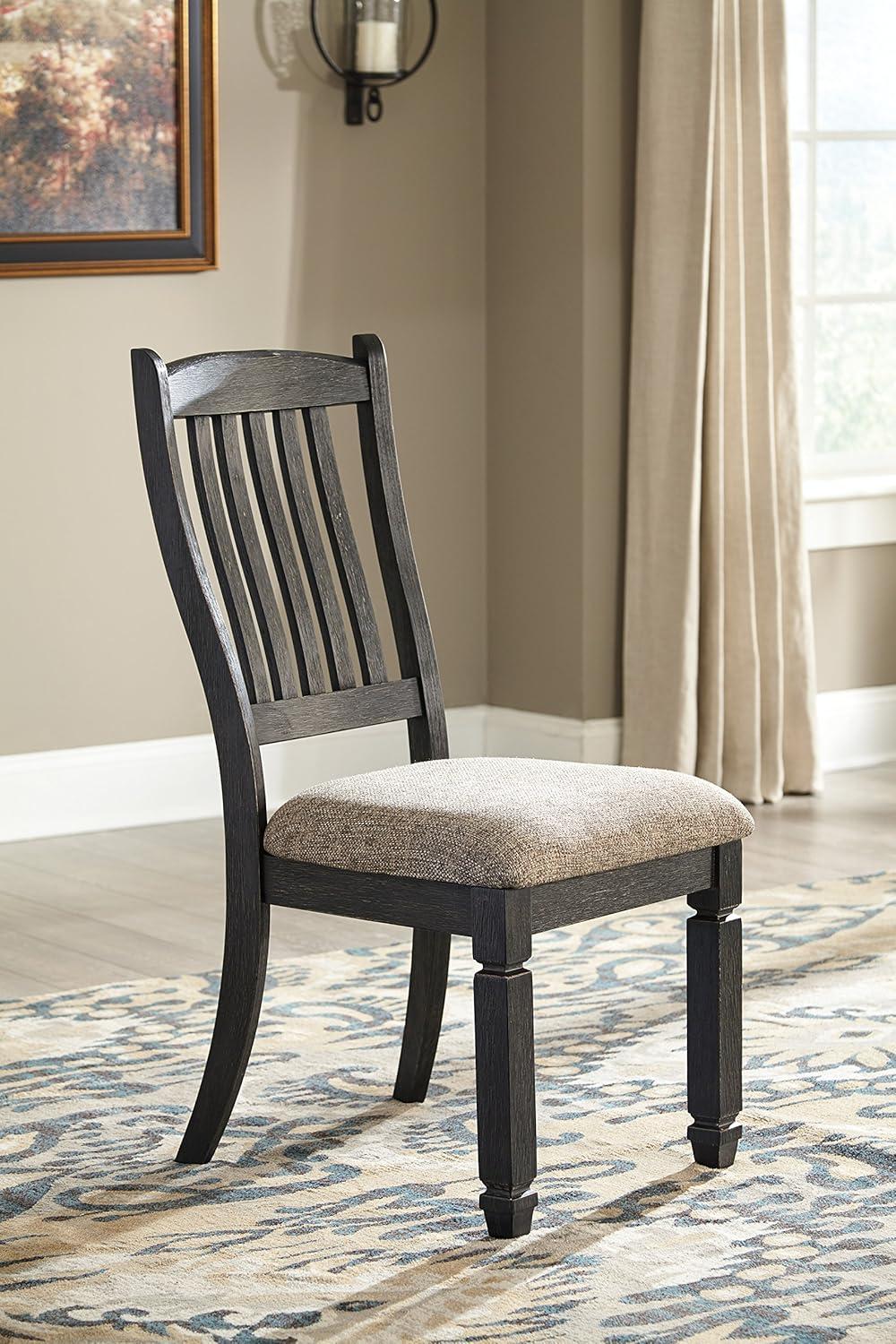 imageSignature Design by Ashley Tyler Creek Dining Room Upholstered Side Chair 2 Count Solid Wood 1925quot H Black and Grayish BlackBlack