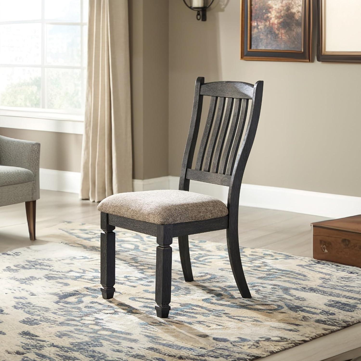 imageSignature Design by Ashley Tyler Creek Dining Room Upholstered Side Chair 2 Count Solid Wood 1925quot H Black and Grayish BlackBlack