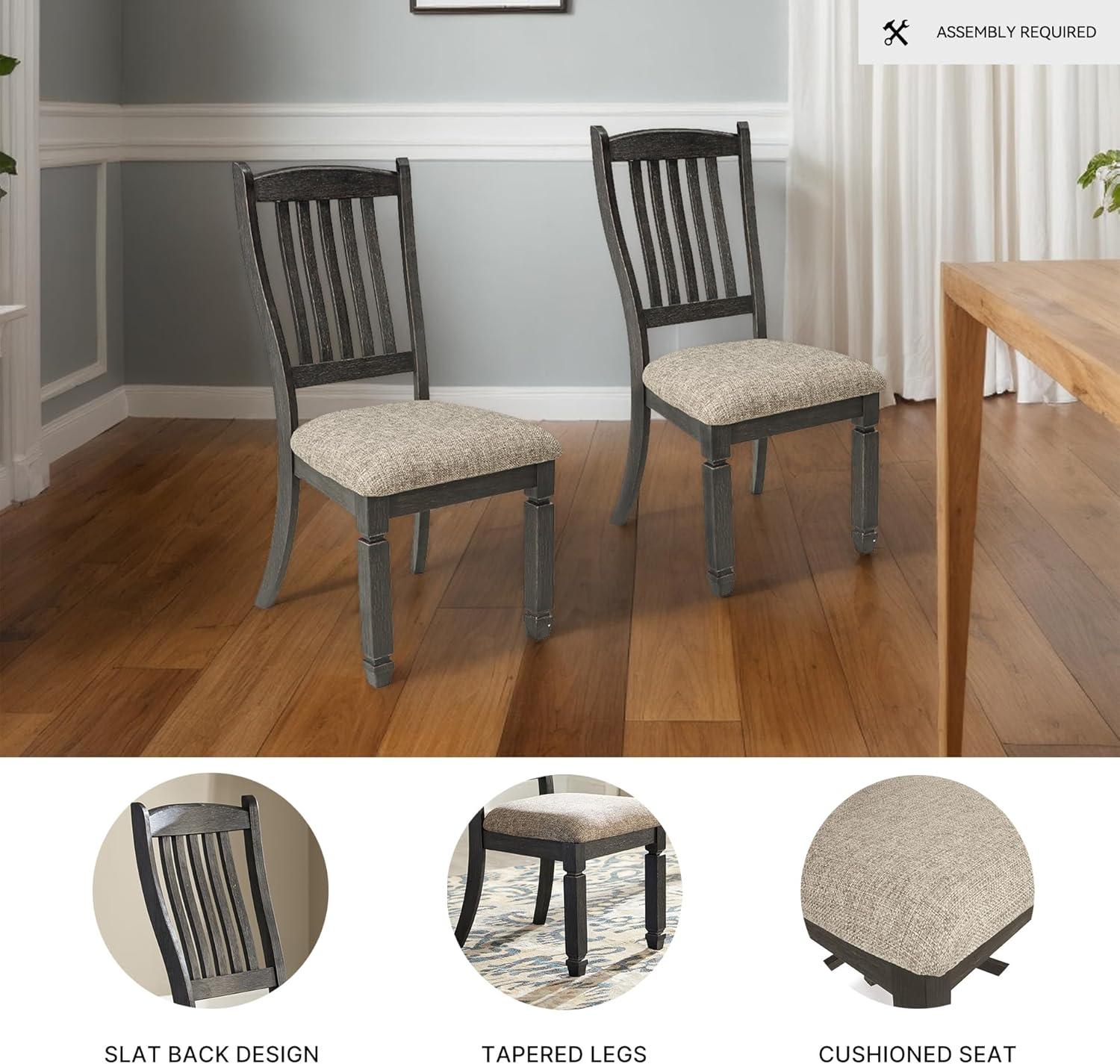 imageSignature Design by Ashley Tyler Creek Dining Room Upholstered Side Chair 2 Count Solid Wood 1925quot H Black and Grayish BlackBlack