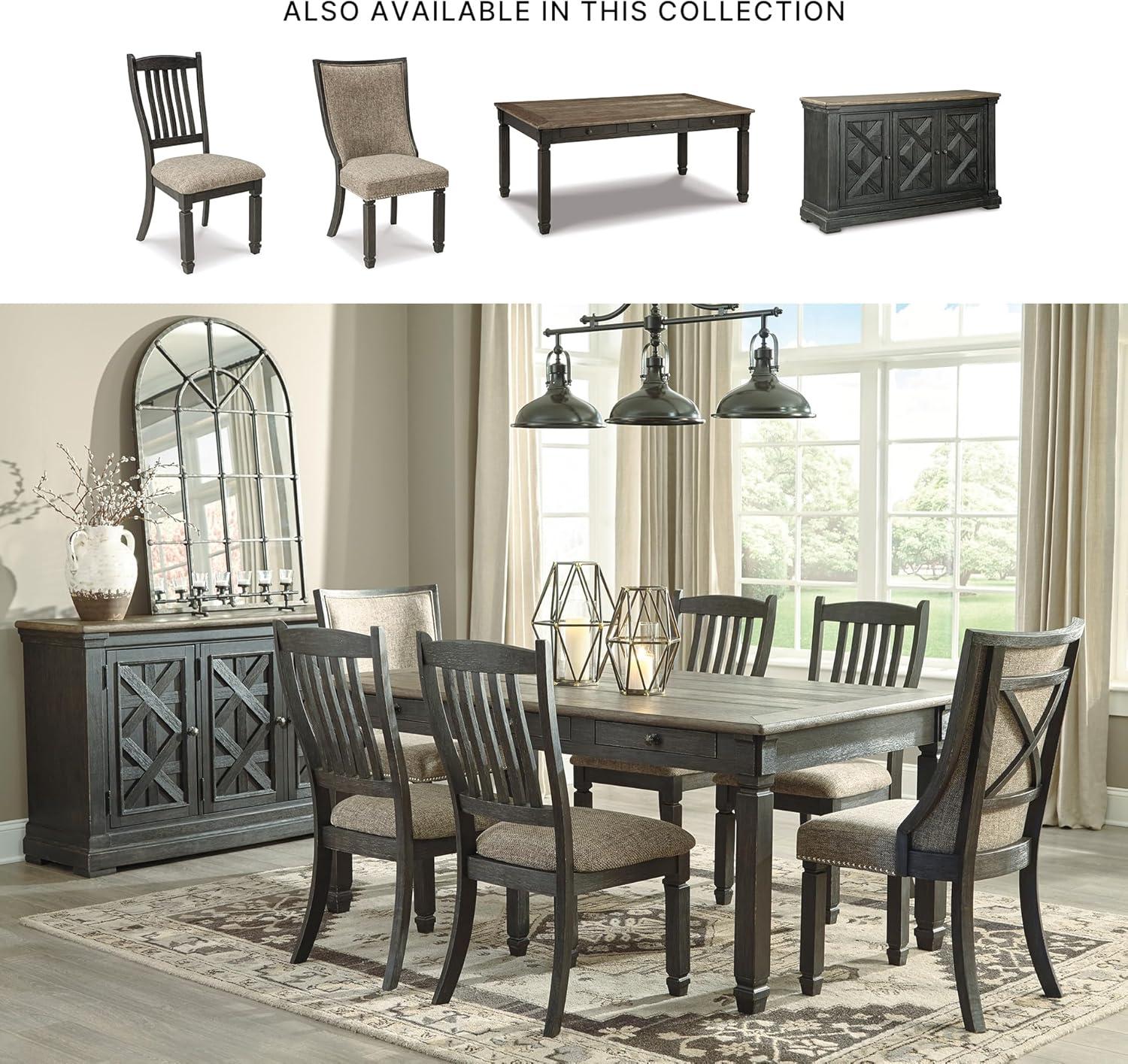 imageSignature Design by Ashley Tyler Creek Dining Room Upholstered Side Chair 2 Count Solid Wood 1925quot H Black and Grayish BlackBlack