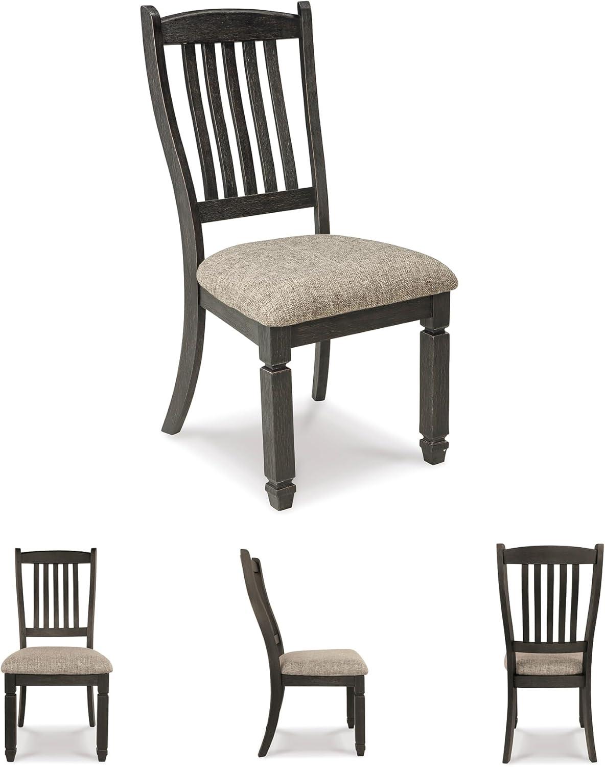 imageSignature Design by Ashley Tyler Creek Dining Room Upholstered Side Chair 2 Count Solid Wood 1925quot H Black and Grayish BlackBlack