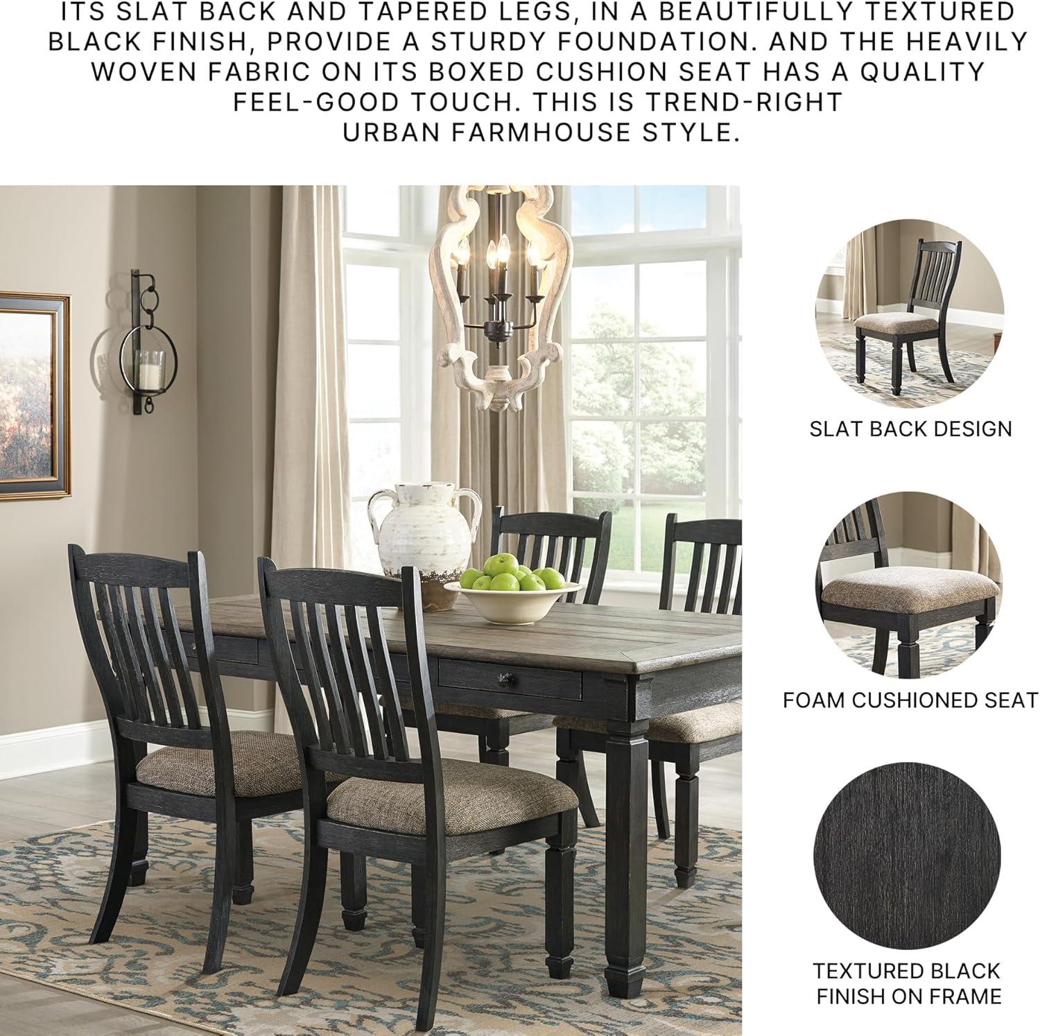 imageSignature Design by Ashley Tyler Creek Dining Room Upholstered Side Chair 2 Count Solid Wood 1925quot H Black and Grayish BlackBlack