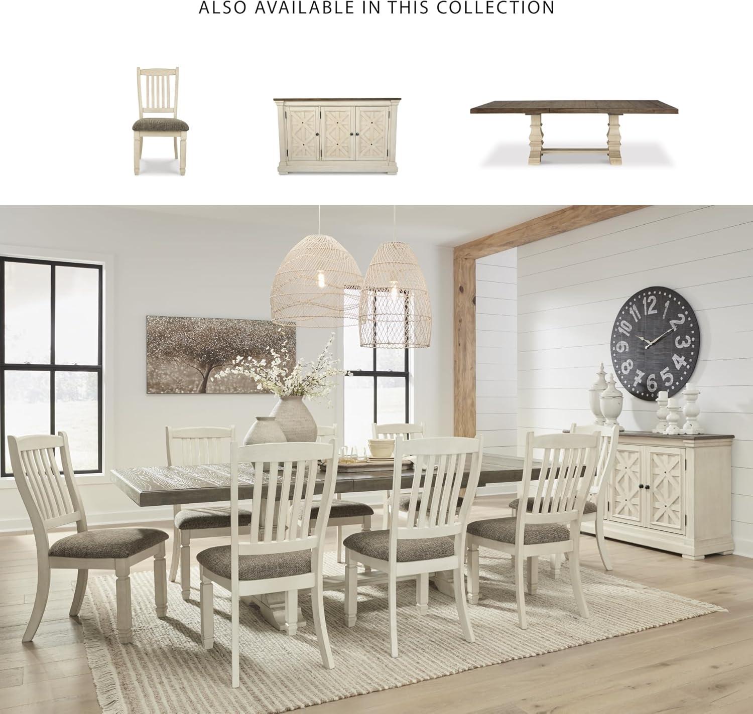 imageSignature Design by Ashley Tyler Creek Dining Room Upholstered Side Chair 2 Count Solid Wood 1925quot H Black and Grayish BlackWhite