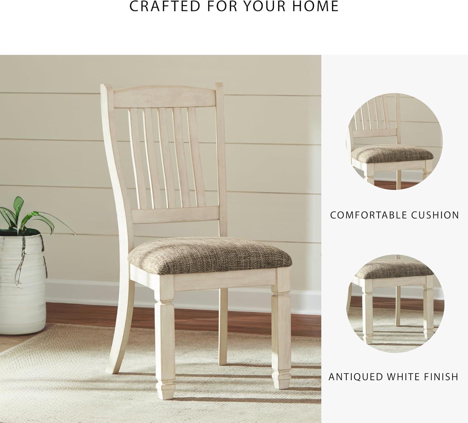 imageSignature Design by Ashley Tyler Creek Dining Room Upholstered Side Chair 2 Count Solid Wood 1925quot H Black and Grayish BlackWhite