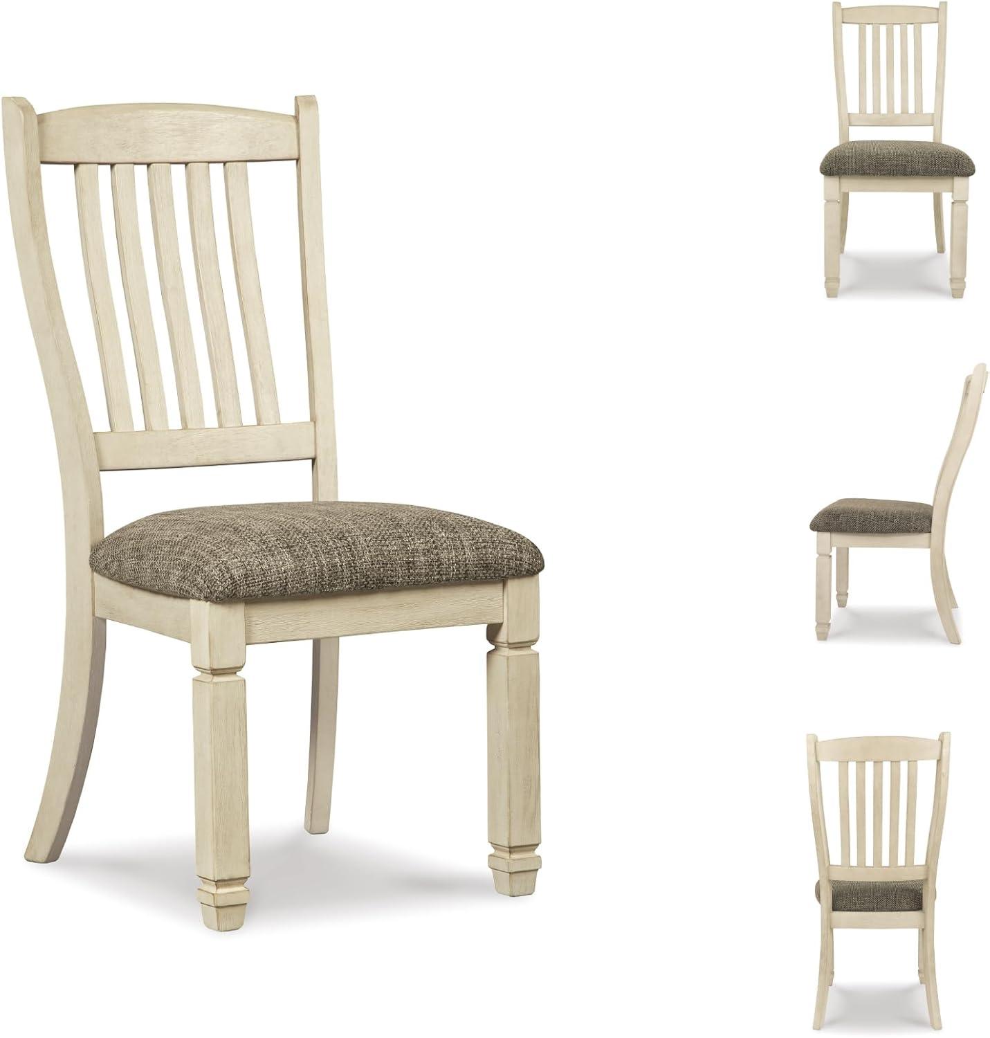 imageSignature Design by Ashley Tyler Creek Dining Room Upholstered Side Chair 2 Count Solid Wood 1925quot H Black and Grayish BlackWhite