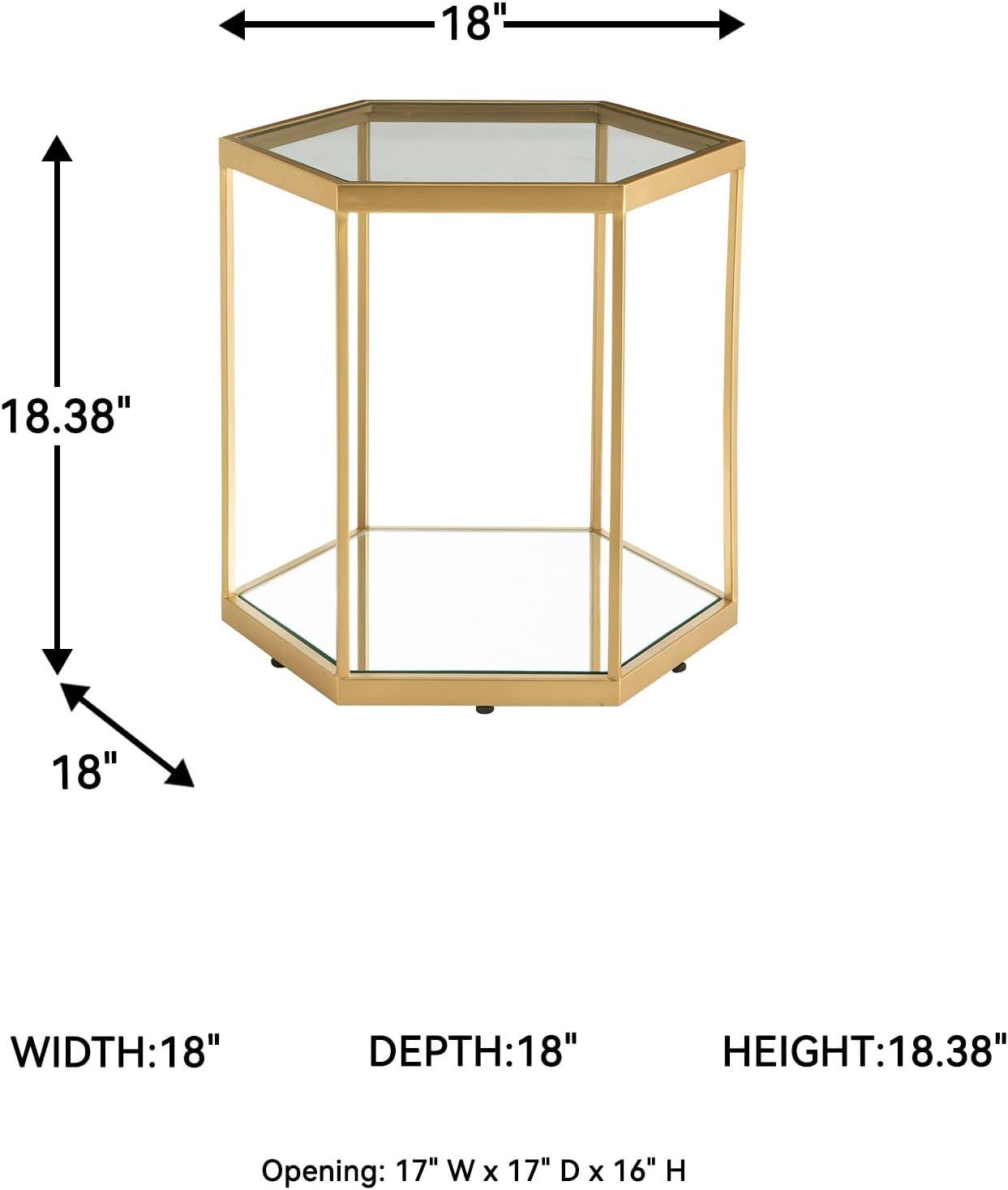 imageSignature Design by Ashley Veerwick Glam Metal Accent Table with Glass Top and Lower Shelf Metallic