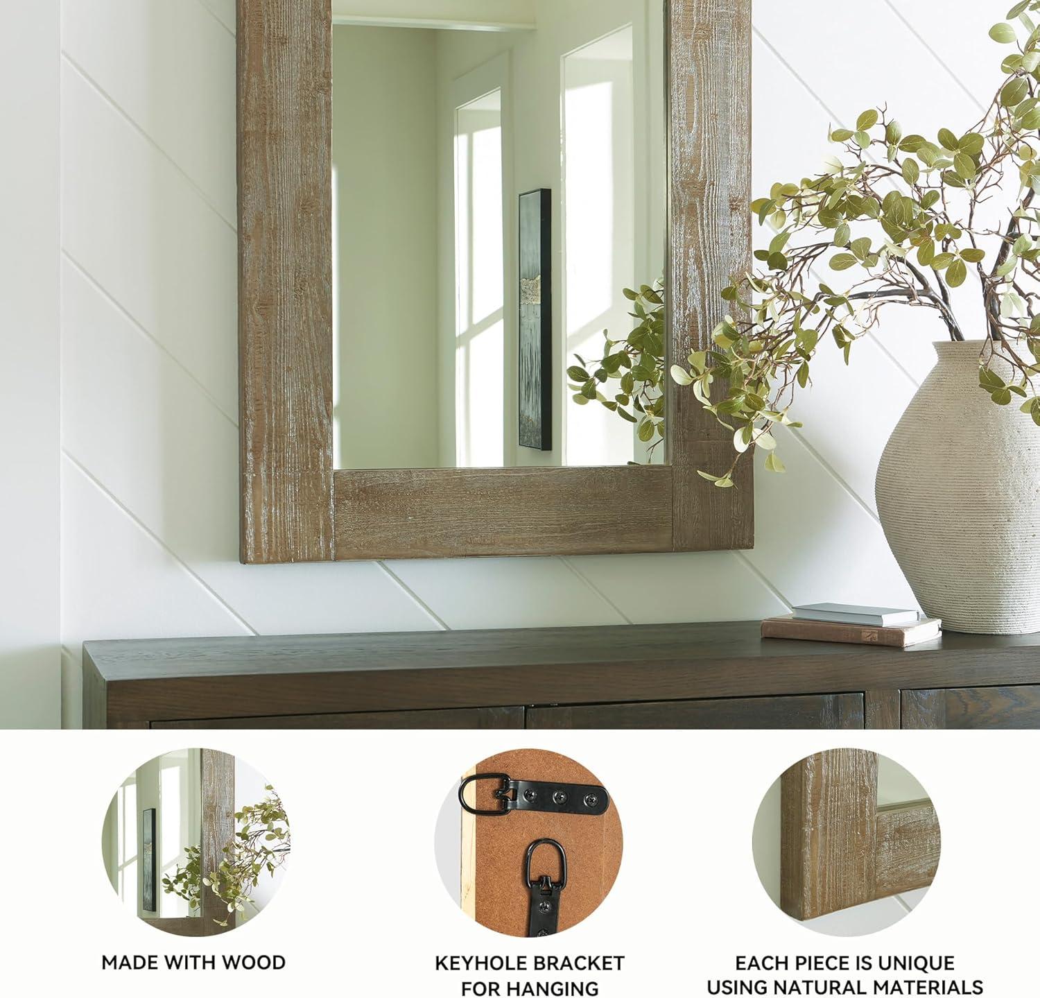 imageSignature Design by Ashley Waltleigh Farmhouse Accent Mirror Distressed Brown