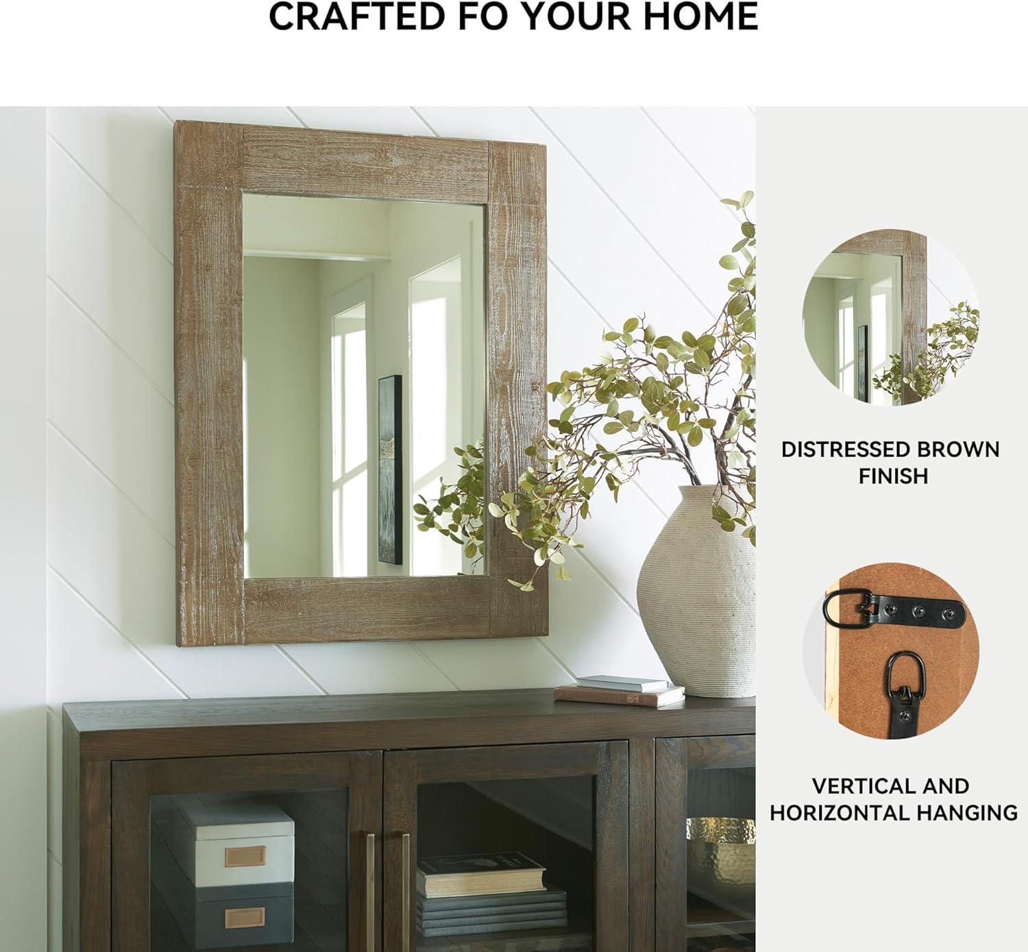 imageSignature Design by Ashley Waltleigh Farmhouse Accent Mirror Distressed Brown