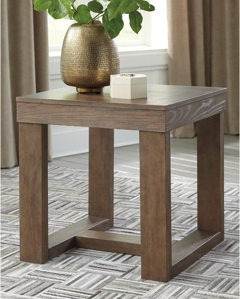 imageSignature Design by Ashley Watson Classic Oversized Square End Table Dark BrownGray Brown