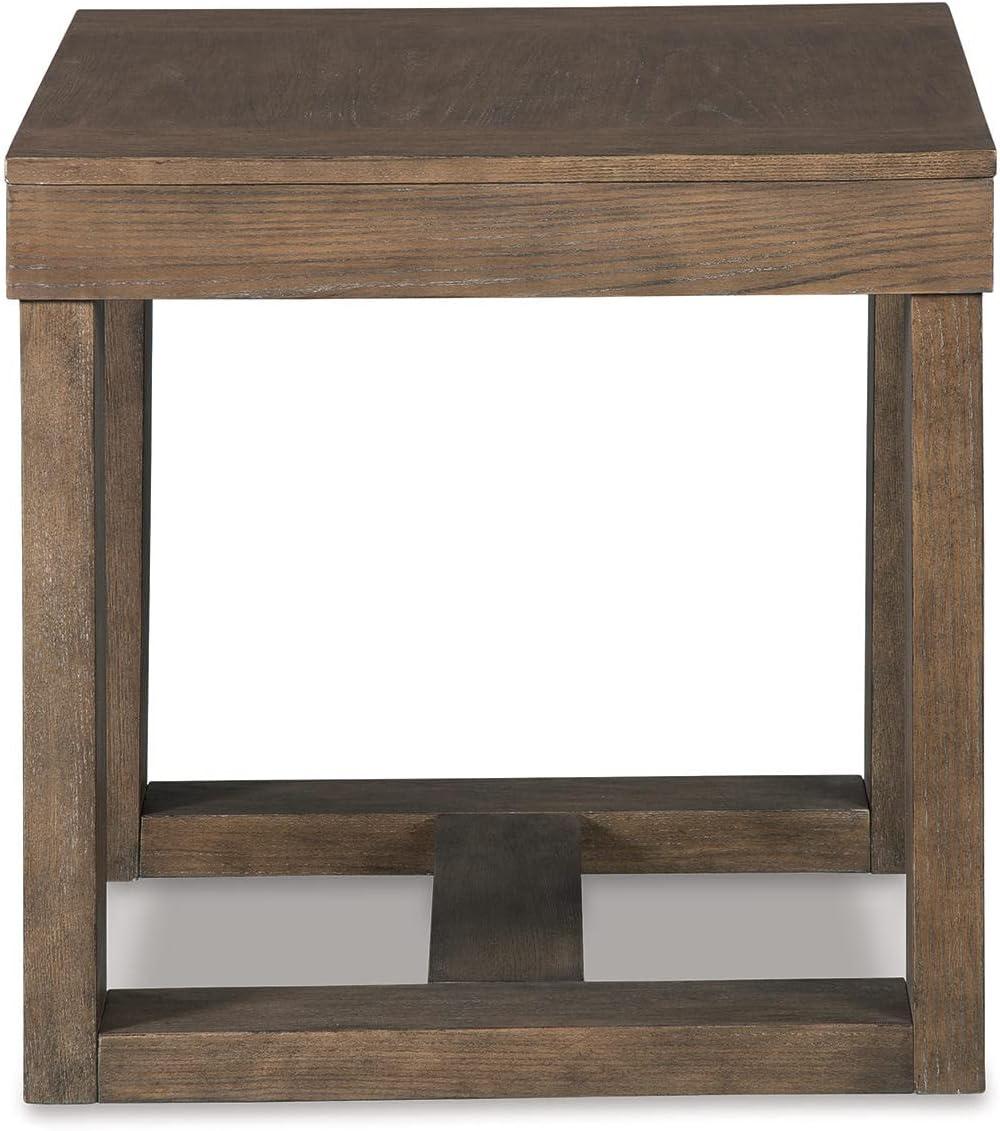 imageSignature Design by Ashley Watson Classic Oversized Square End Table Dark BrownGray Brown