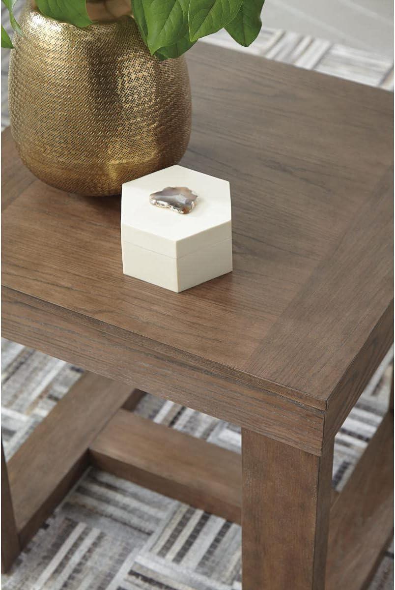 imageSignature Design by Ashley Watson Classic Oversized Square End Table Dark BrownGray Brown