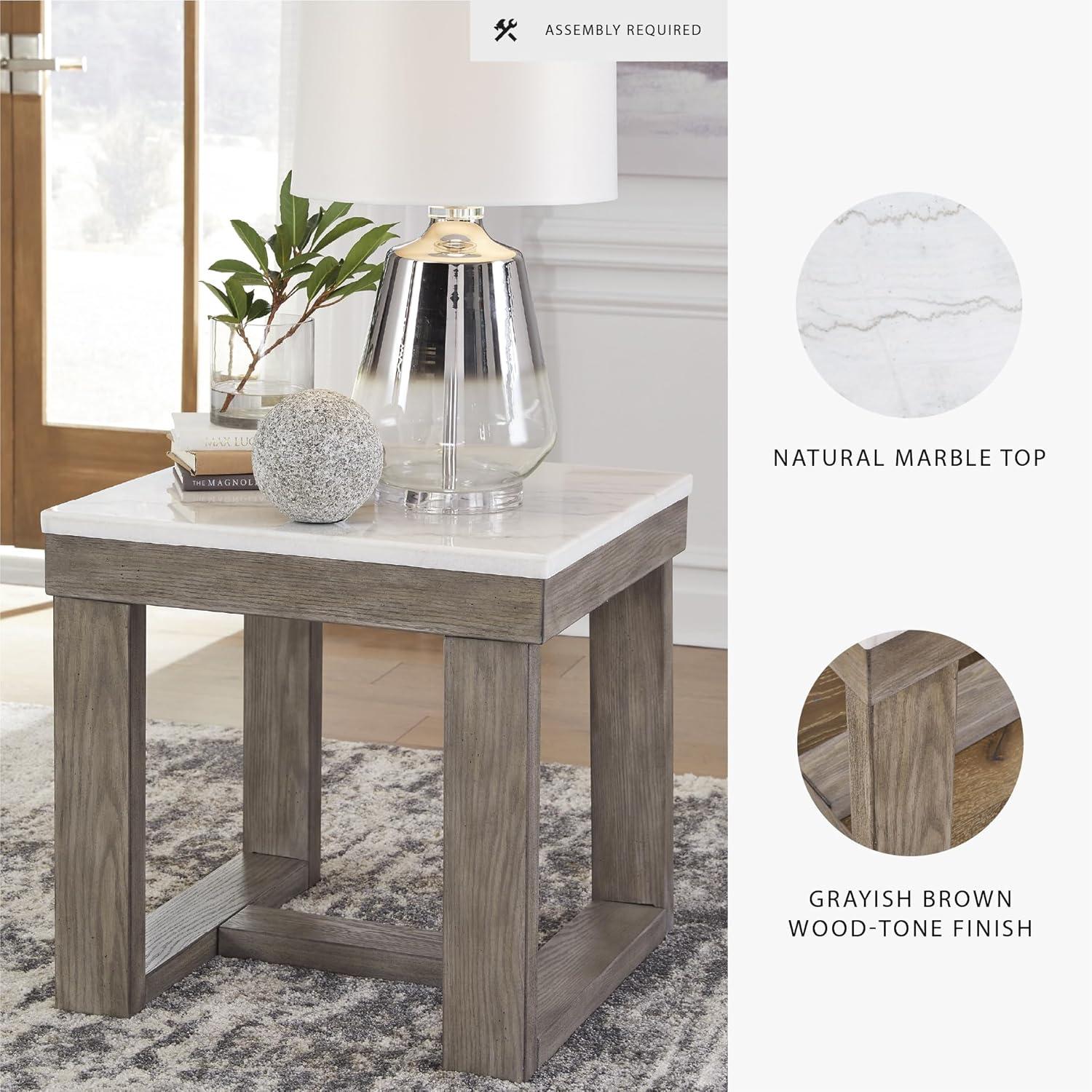 imageSignature Design by Ashley Watson Classic Oversized Square End Table Dark BrownTwo Tone