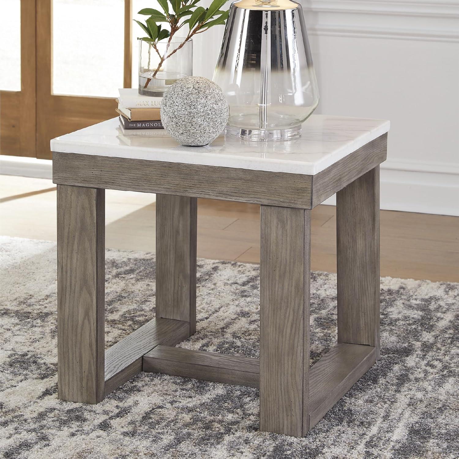 imageSignature Design by Ashley Watson Classic Oversized Square End Table Dark BrownTwo Tone