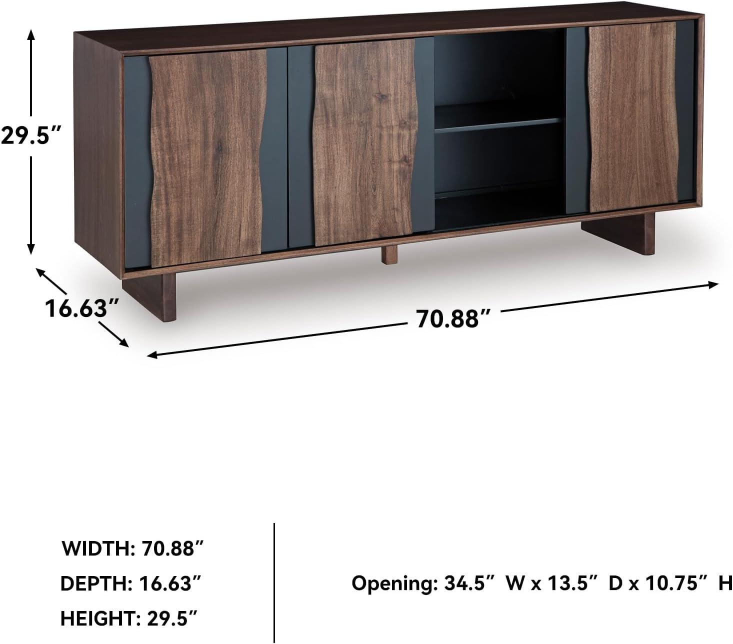 imageSignature Design by Ashley Welby Casual SoftClose Accent Cabinet with Shelves and Wire Management Dark Brown ampamp BlackBrownCharcoal