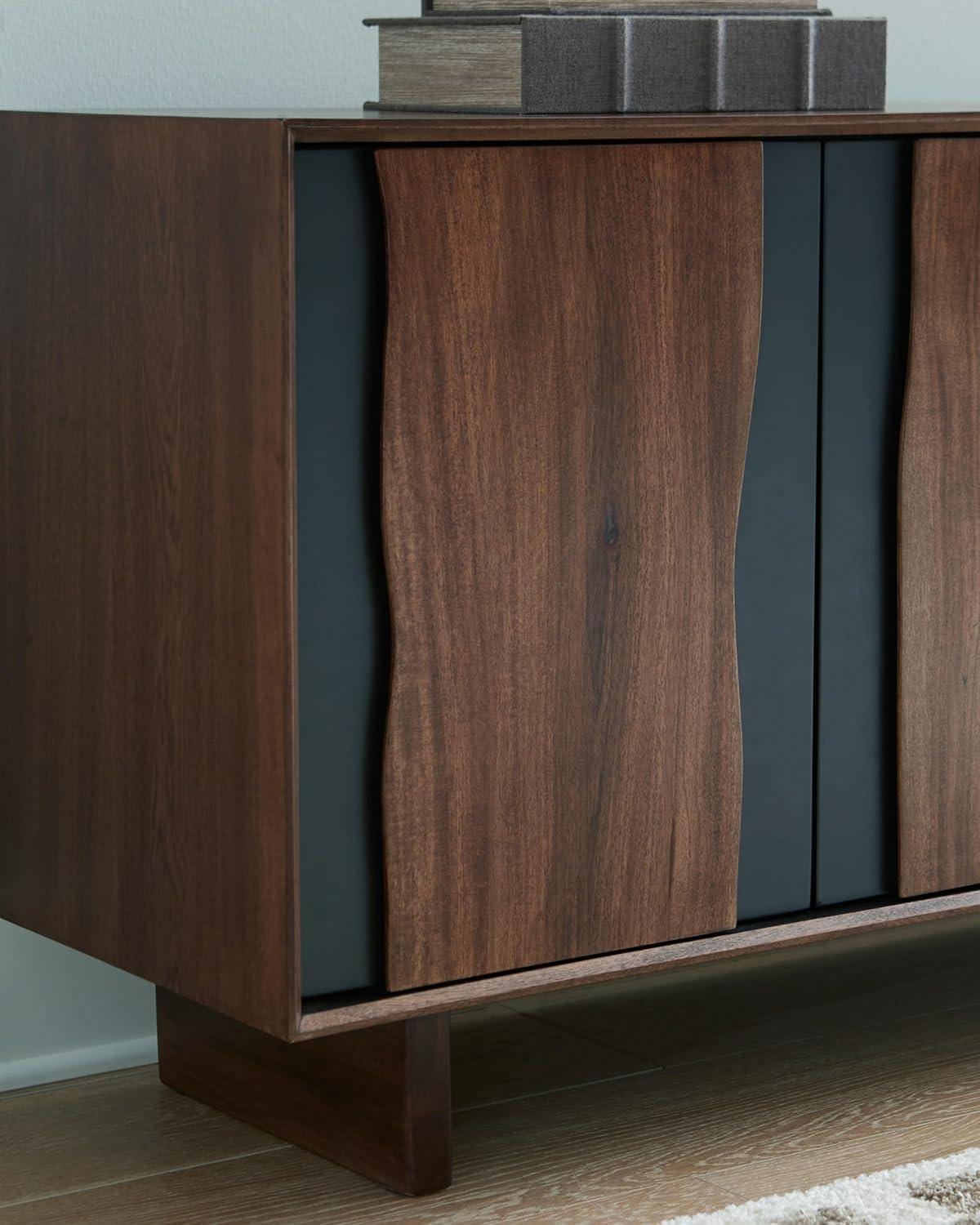 imageSignature Design by Ashley Welby Casual SoftClose Accent Cabinet with Shelves and Wire Management Dark Brown ampamp BlackBrownCharcoal