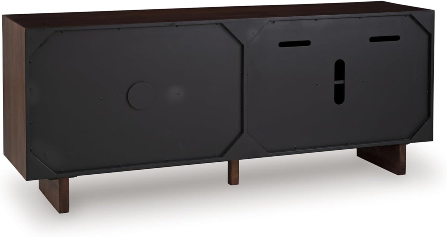 imageSignature Design by Ashley Welby Casual SoftClose Accent Cabinet with Shelves and Wire Management Dark Brown ampamp BlackBrownCharcoal