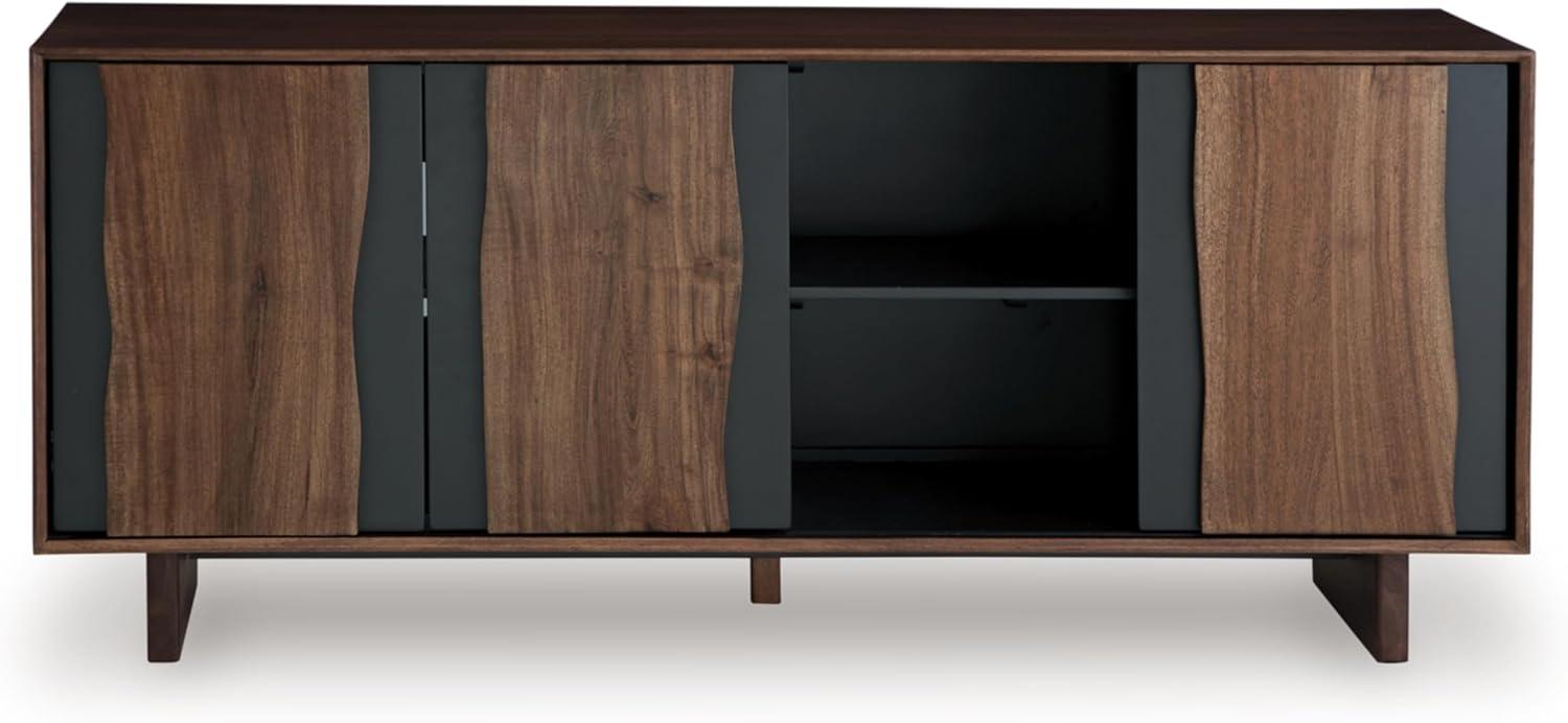 imageSignature Design by Ashley Welby Casual SoftClose Accent Cabinet with Shelves and Wire Management Dark Brown ampamp BlackBrownCharcoal