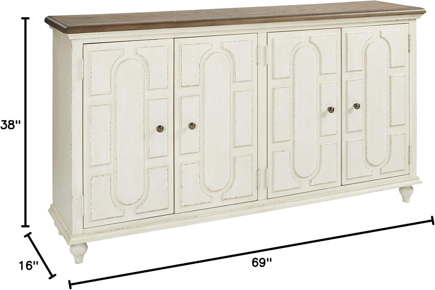 imageSignature Design by Ashley Welby Casual SoftClose Accent Cabinet with Shelves and Wire Management Dark Brown ampamp BlackWhite