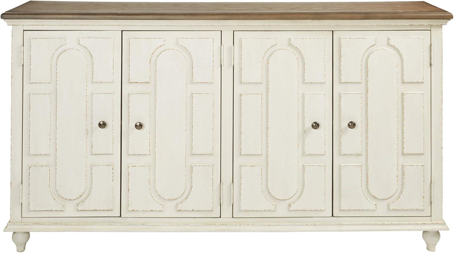 imageSignature Design by Ashley Welby Casual SoftClose Accent Cabinet with Shelves and Wire Management Dark Brown ampamp BlackWhite
