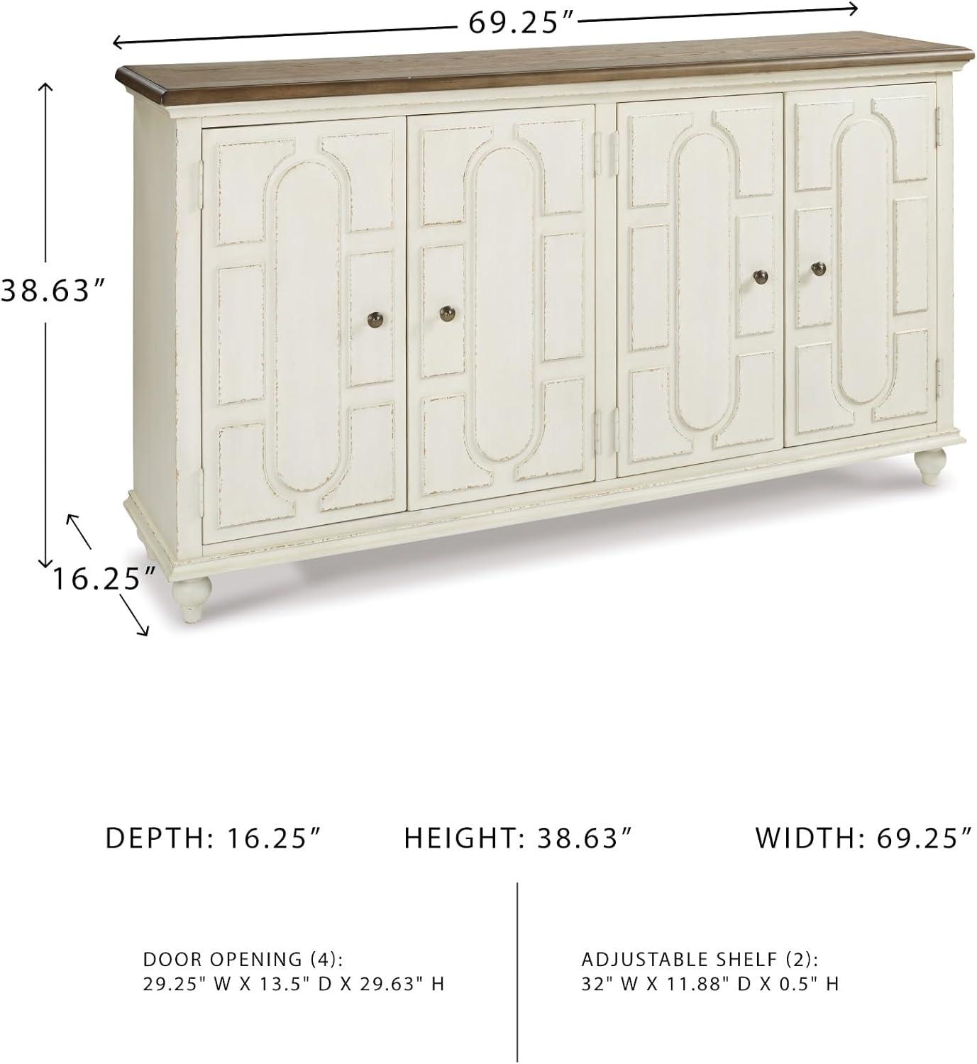 imageSignature Design by Ashley Welby Casual SoftClose Accent Cabinet with Shelves and Wire Management Dark Brown ampamp BlackWhite