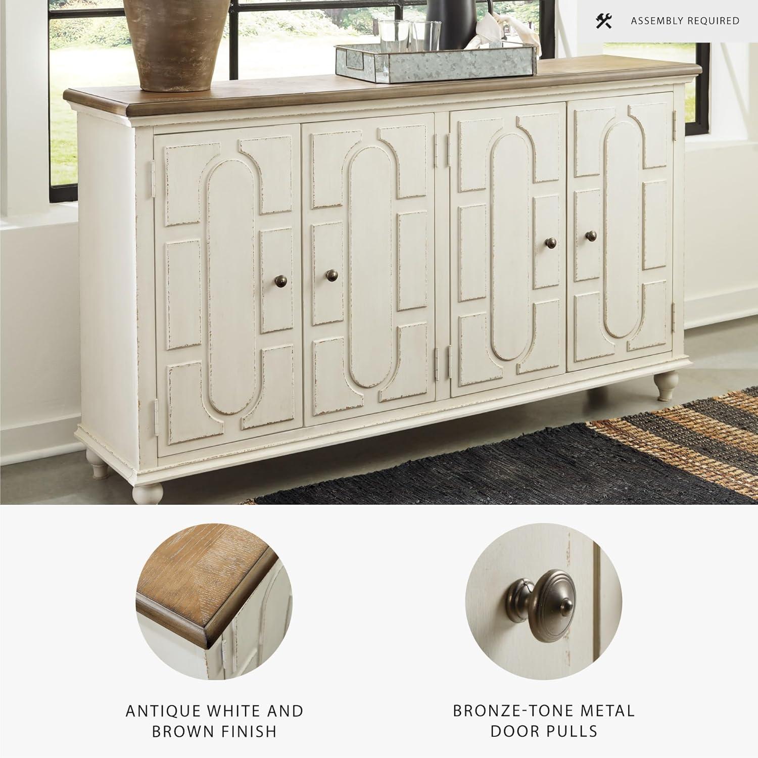 imageSignature Design by Ashley Welby Casual SoftClose Accent Cabinet with Shelves and Wire Management Dark Brown ampamp BlackWhite