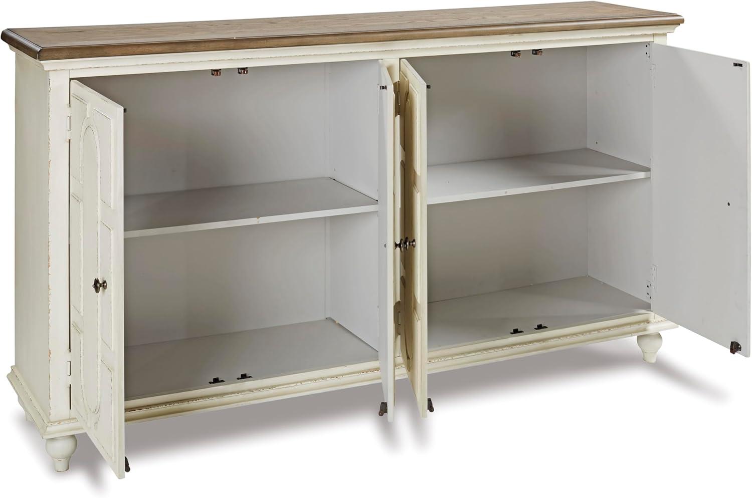 imageSignature Design by Ashley Welby Casual SoftClose Accent Cabinet with Shelves and Wire Management Dark Brown ampamp BlackWhite