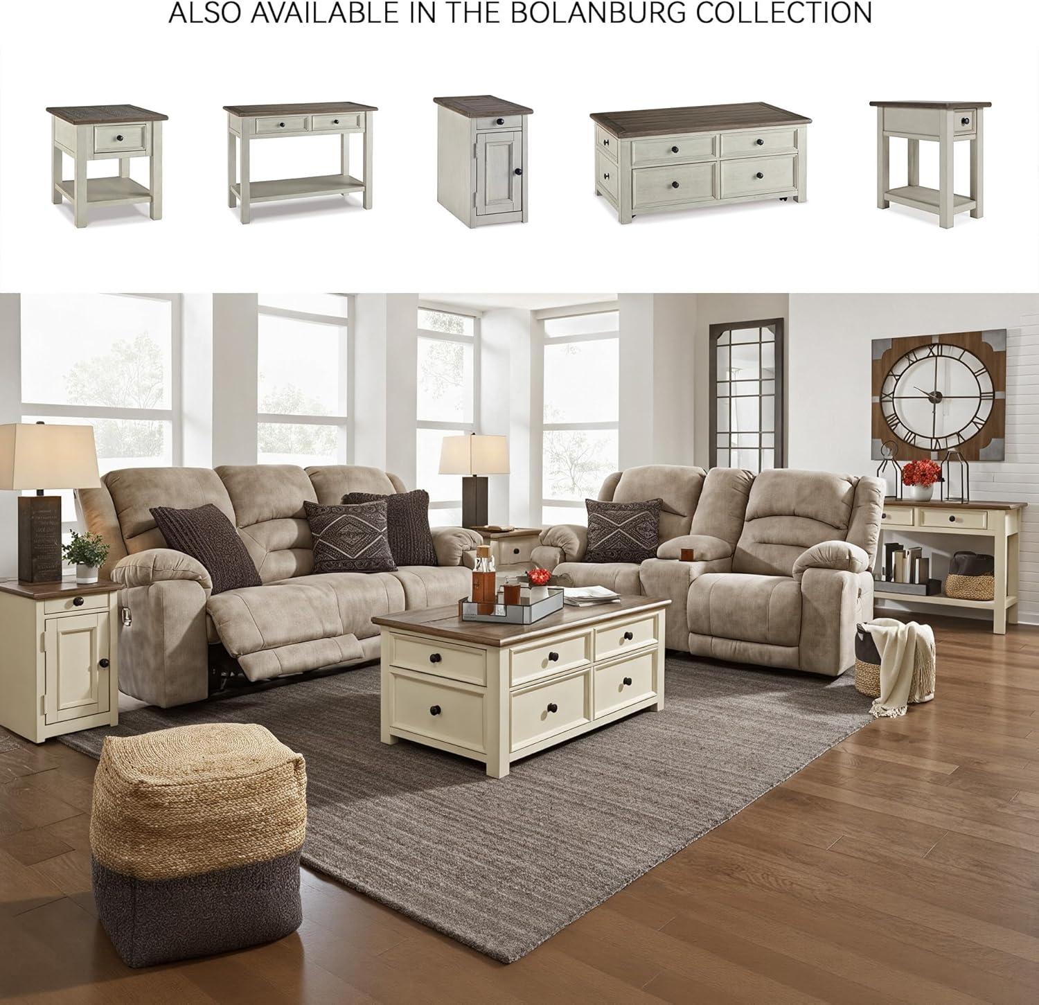 imageSignature Design by Ashley Wildenauer Farmhouse 2Drawer LiftTop Coffee Table with 2 Storage Bins Under Top and Casters Light Brown ampamp BlackWhite