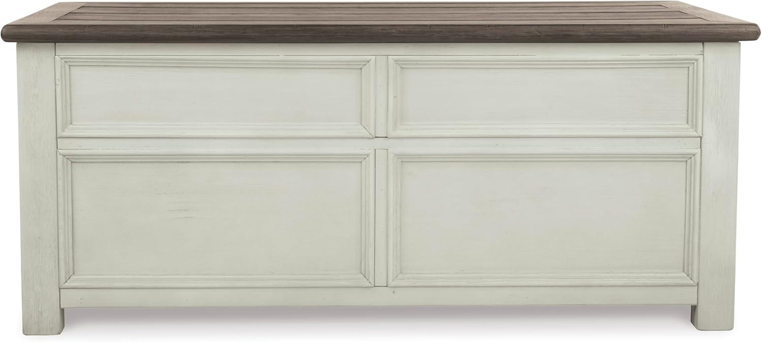 imageSignature Design by Ashley Wildenauer Farmhouse 2Drawer LiftTop Coffee Table with 2 Storage Bins Under Top and Casters Light Brown ampamp BlackWhite