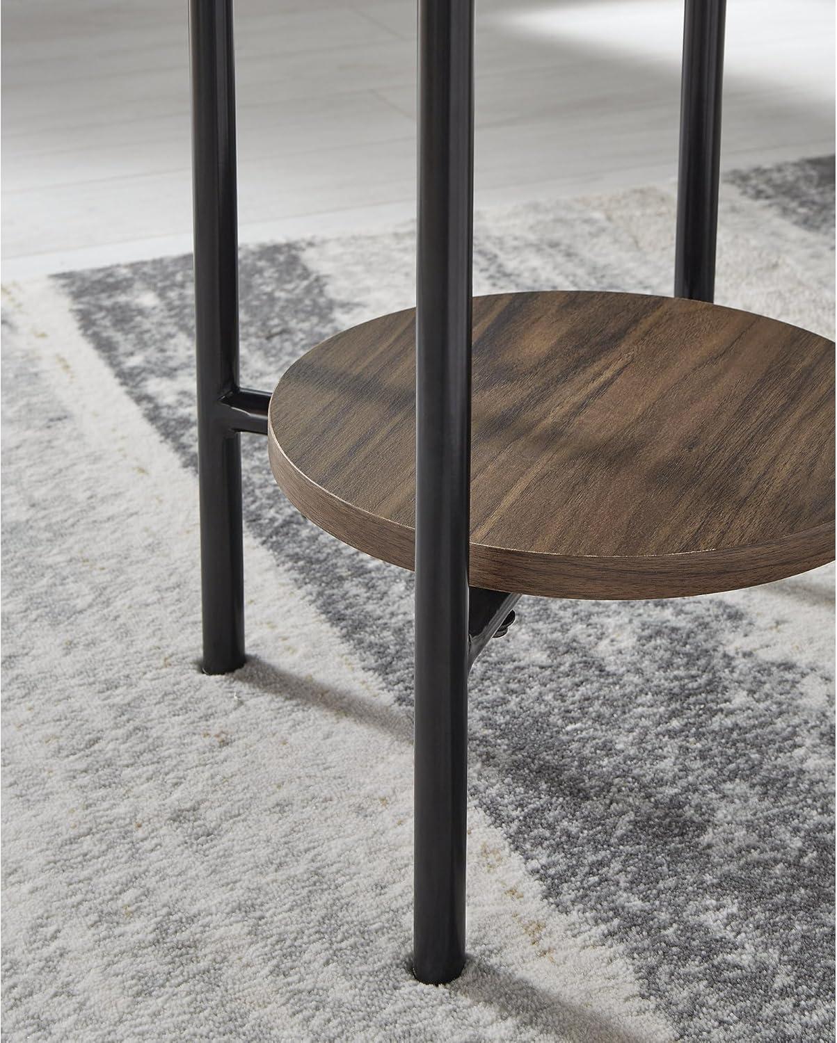 imageSignature Design by Ashley Wrenwich Contemporary Faux Marble Table with Shelf Set of 3 Dark Brown ampamp White
