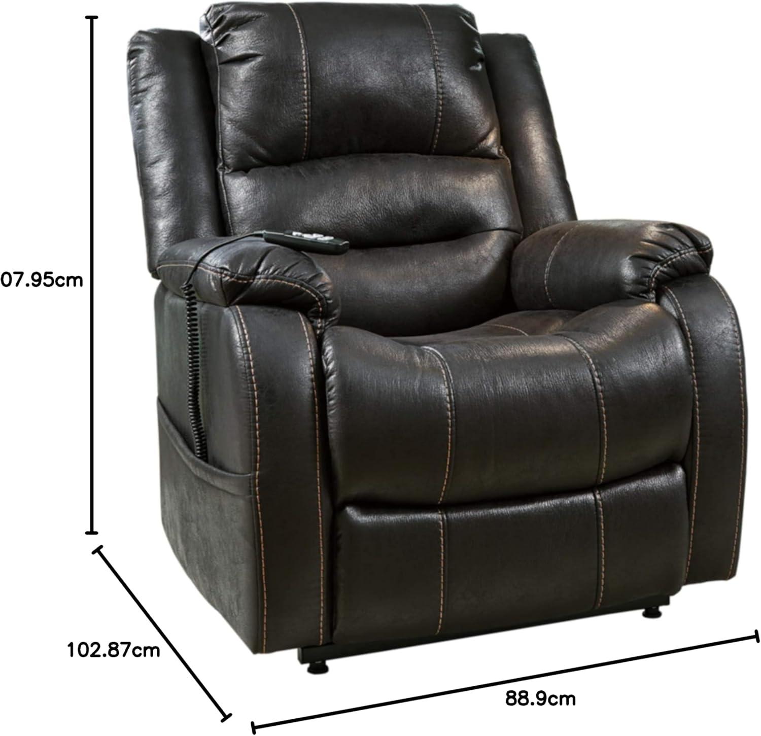 imageSignature Design by Ashley Yandel Faux Leather Electric Power Lift Recliner for Elderly BrownBlack