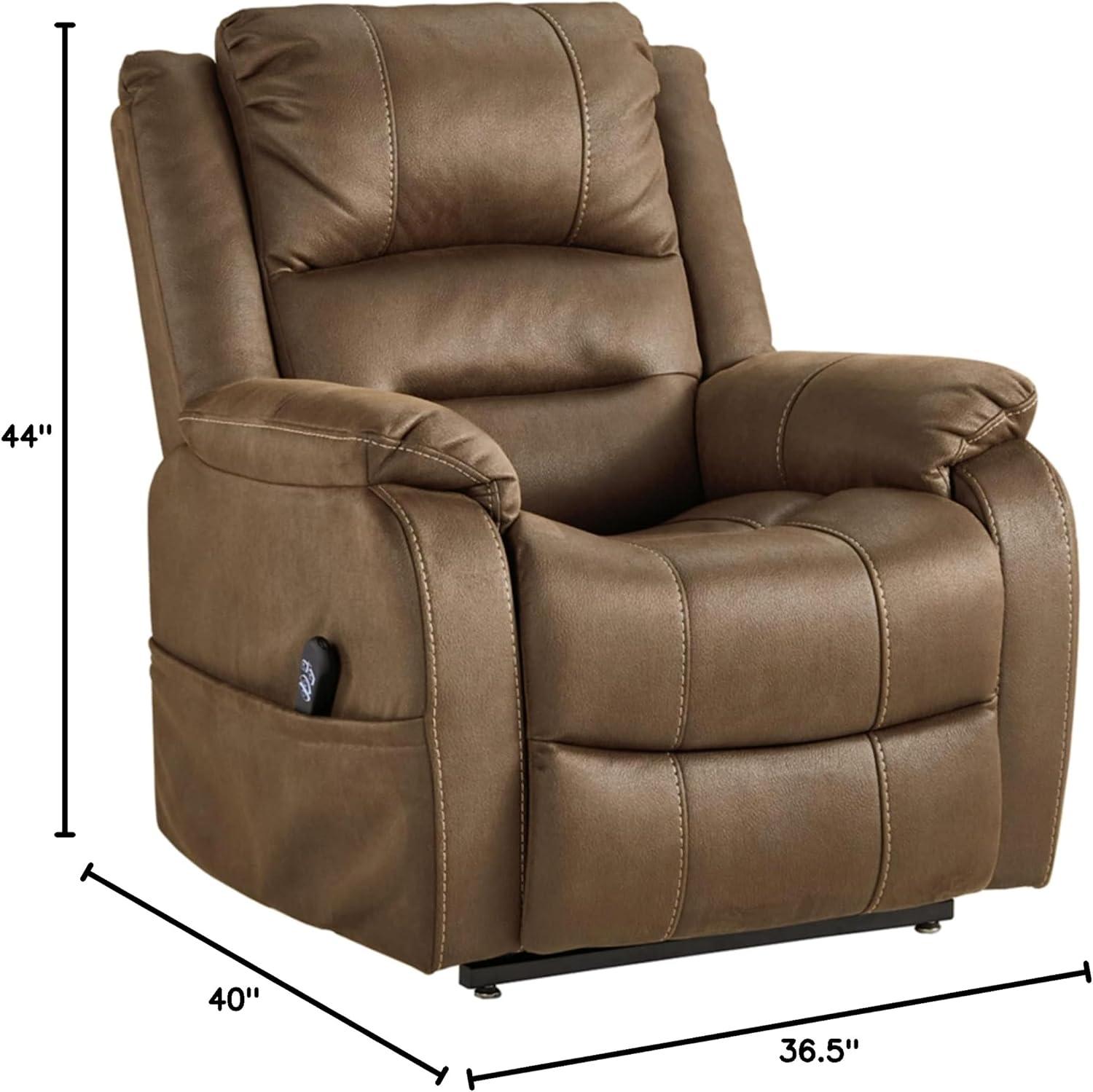 imageSignature Design by Ashley Yandel Faux Leather Electric Power Lift Recliner for Elderly BrownChestnut Brown
