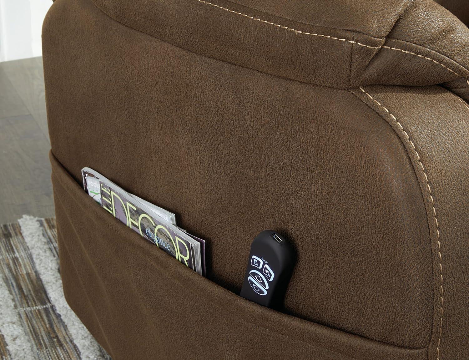 imageSignature Design by Ashley Yandel Faux Leather Electric Power Lift Recliner for Elderly BrownChestnut Brown