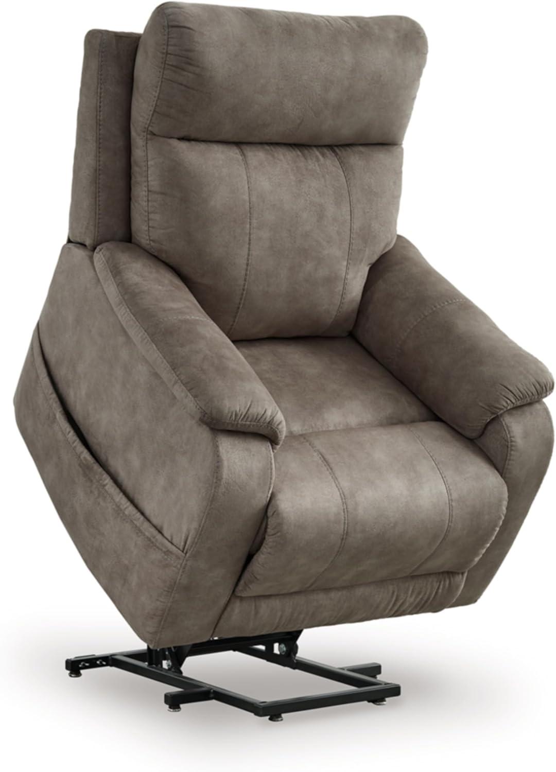 imageSignature Design by Ashley Yandel Faux Leather Electric Power Lift Recliner for Elderly BrownGray Brown
