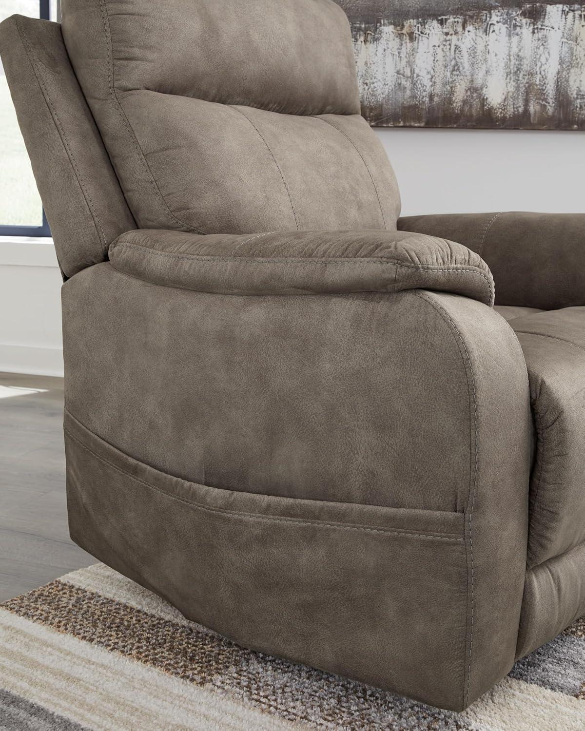 imageSignature Design by Ashley Yandel Faux Leather Electric Power Lift Recliner for Elderly BrownGray Brown