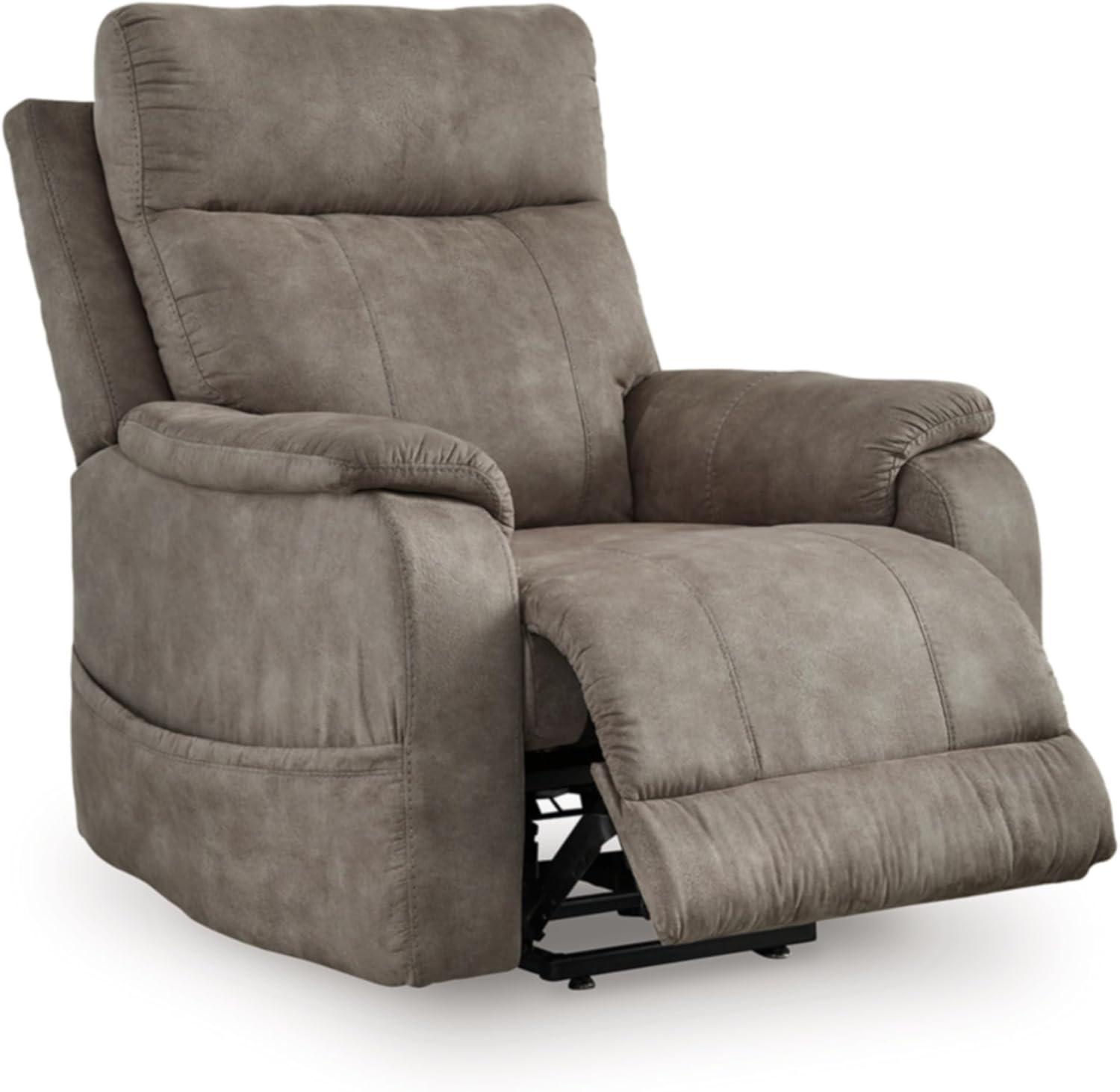 imageSignature Design by Ashley Yandel Faux Leather Electric Power Lift Recliner for Elderly BrownGray Brown