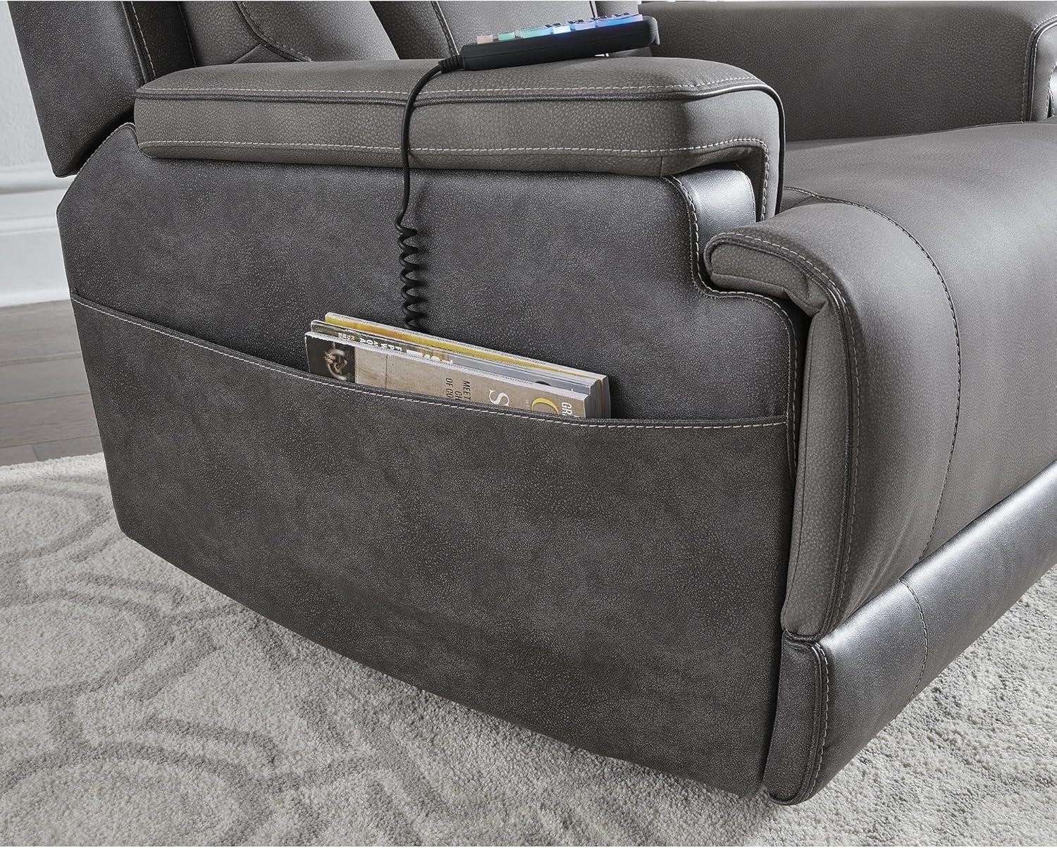 imageSignature Design by Ashley Yandel Faux Leather Electric Power Lift Recliner for Elderly BrownGrey