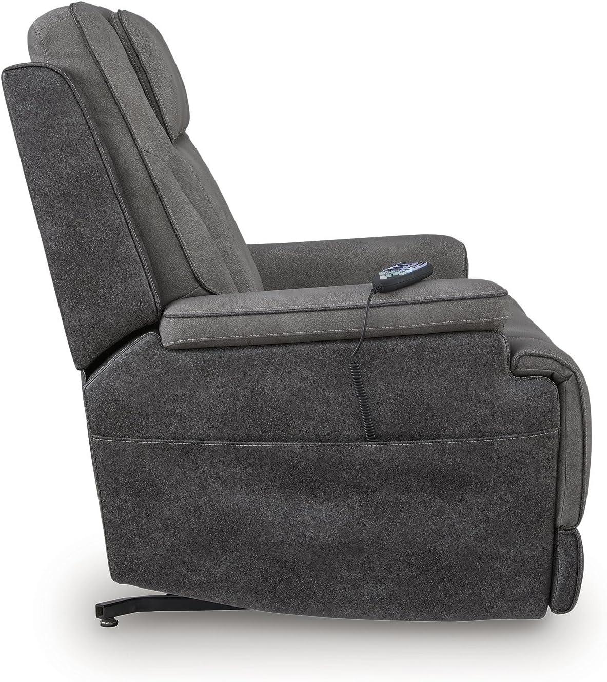imageSignature Design by Ashley Yandel Faux Leather Electric Power Lift Recliner for Elderly BrownGrey
