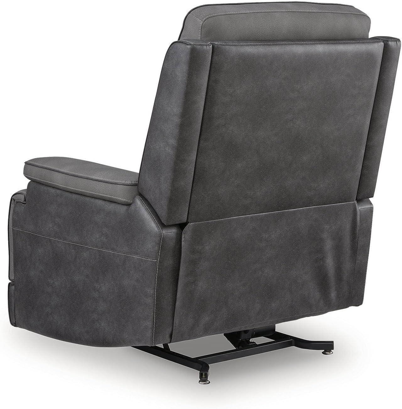 imageSignature Design by Ashley Yandel Faux Leather Electric Power Lift Recliner for Elderly BrownGrey